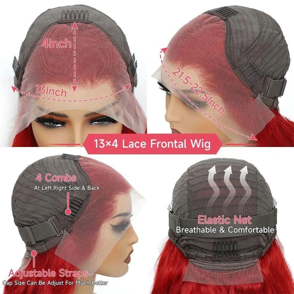 Hot Red Bob 13x4 Lace Front Human Hair Wig Brazilian