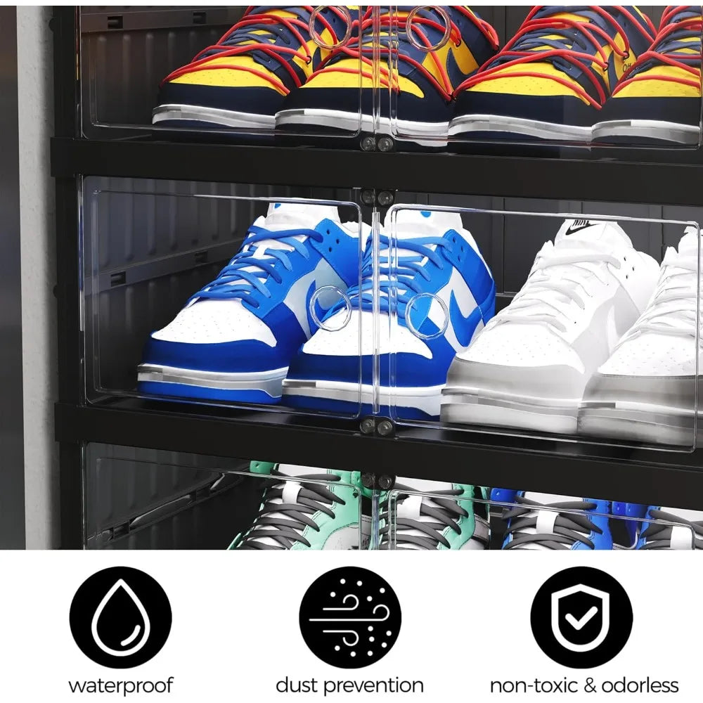 Collapsible 9 Tiers-36 Pairs Shoe Organizer with Clear Door
