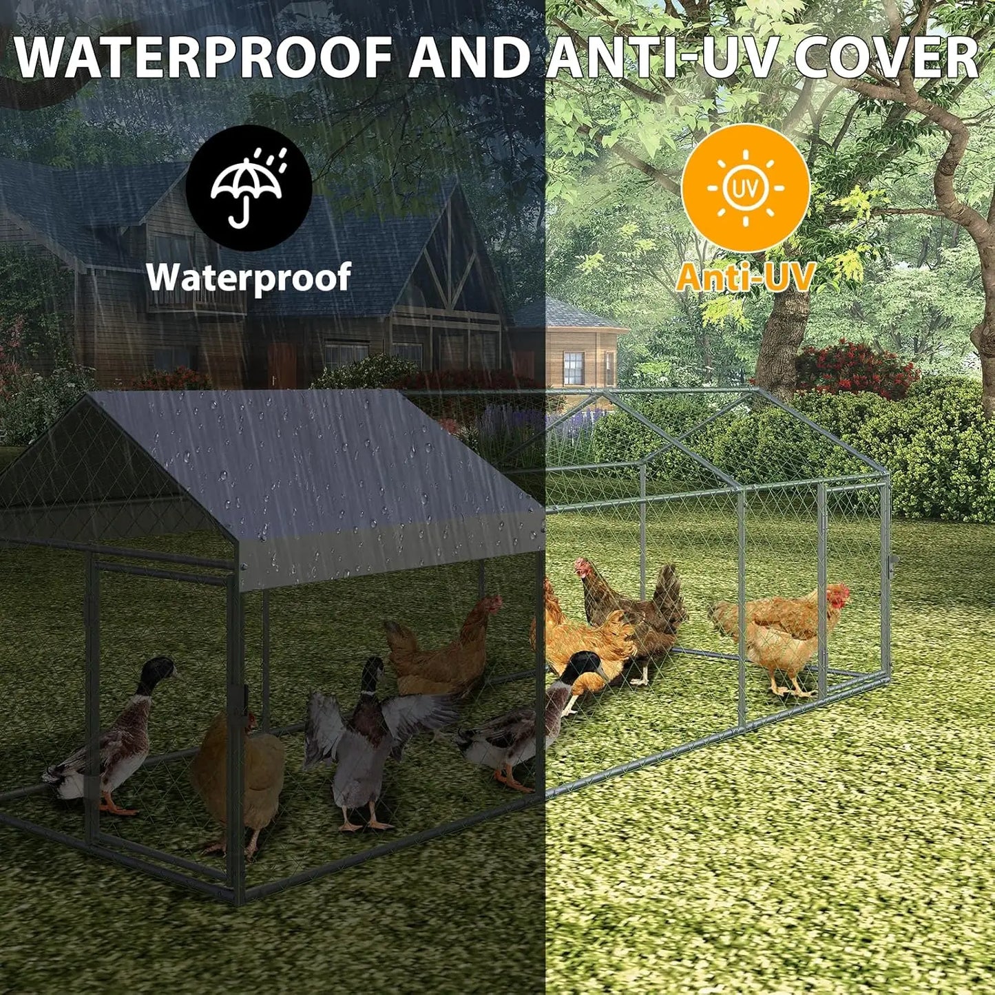 120"x40"x40" Large Walk-in Metal Chicken Coop