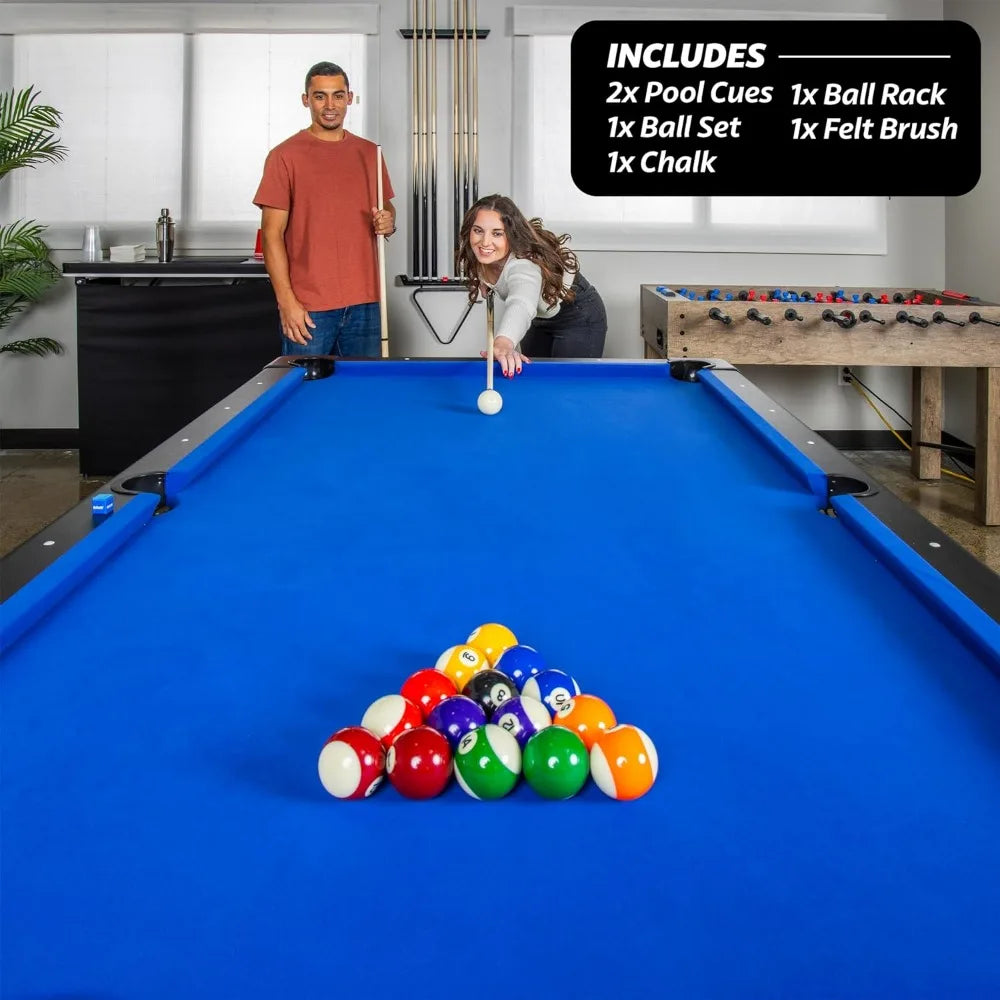 8 ft Billiards Table - Portable Pool Table w/Balls&Cues