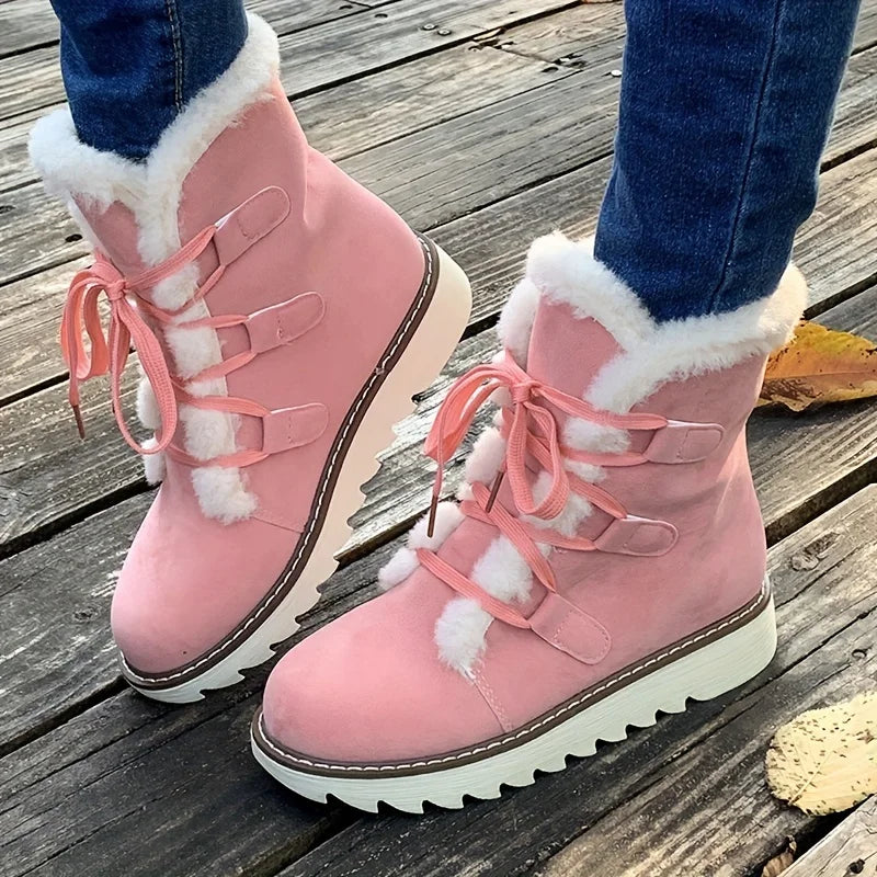 Women's Plush Lined Mid Calf Snow Boots