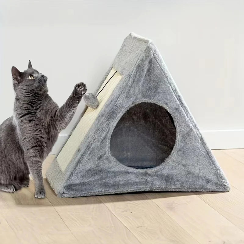 Pet Bed for Cats Under 15lbs with Scratching Board
