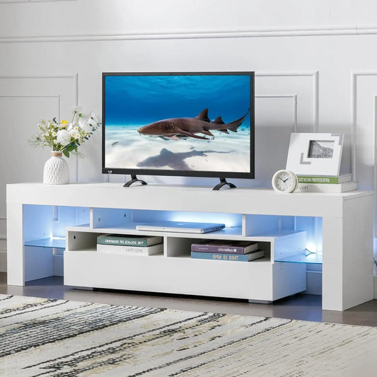 63-Inch Multifunctional TV Cabinet with Multi-Color Lighting Strip