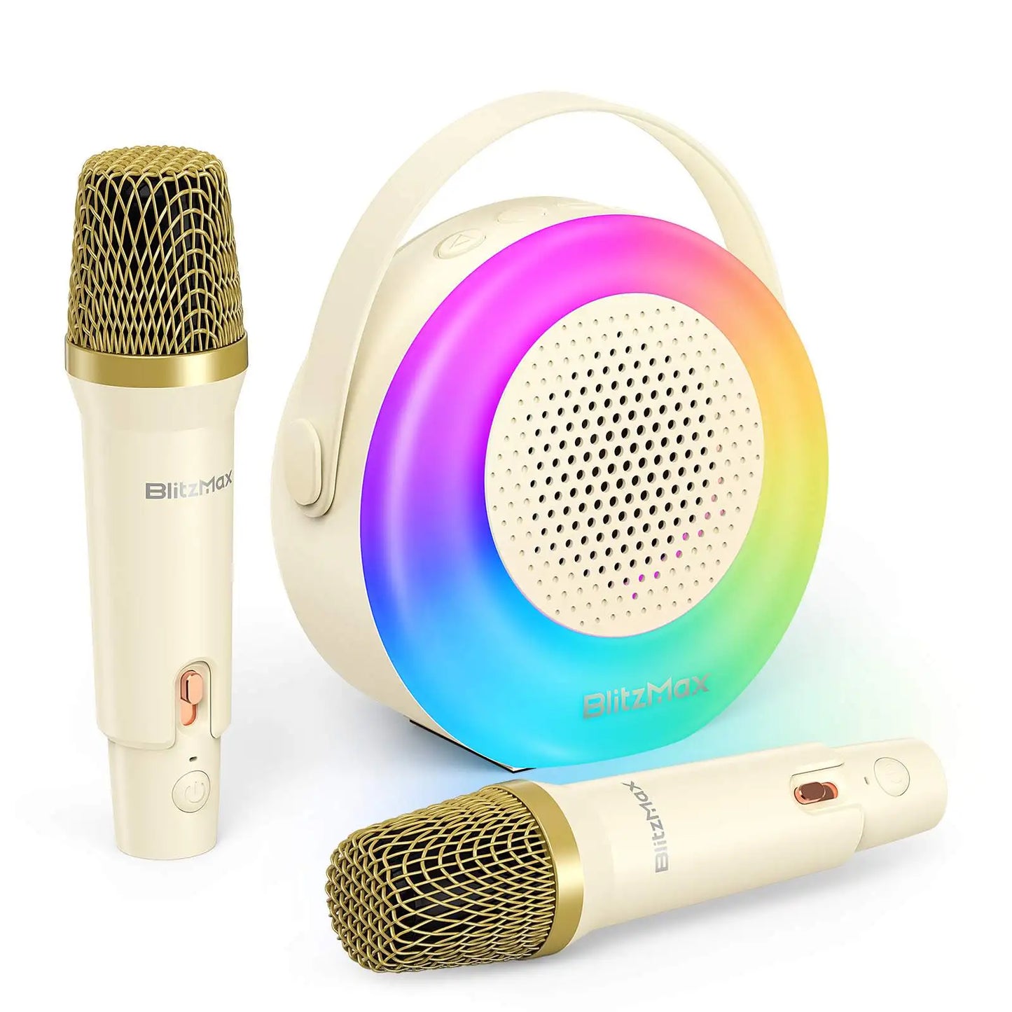 Karaoke Machine Mini Bluetooth Speaker with 2 Microphones