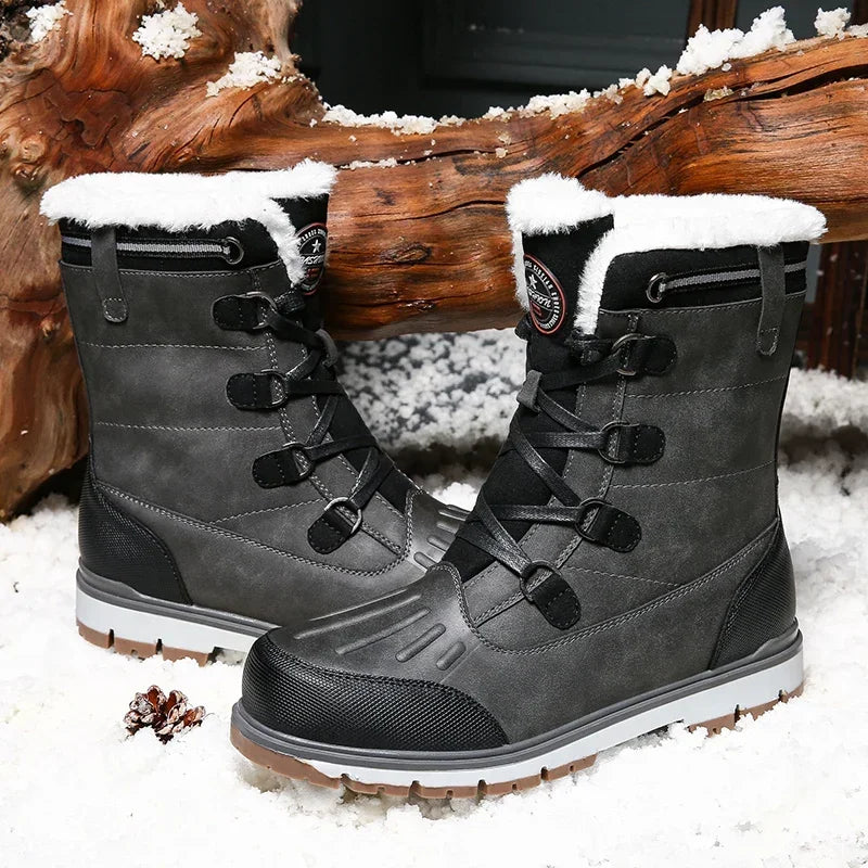 Warm Fur High-top Snow Boot Waterproof Leather Non-slip