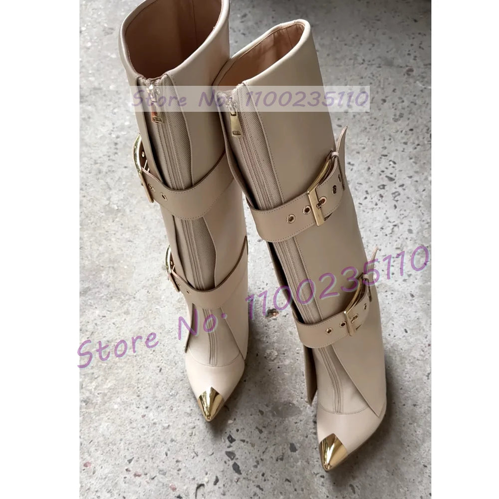 Belt Buckle Strap Fold Over Boots