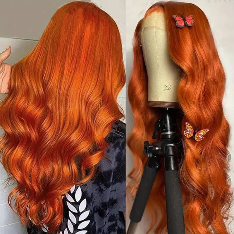 Ginger Orange Lace Front Wig Human Hair Body Wave 13x4 Transparent Lace