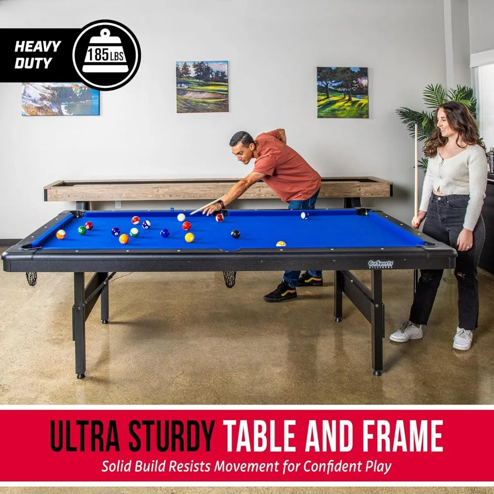 8 ft Billiards Table - Portable Pool Table w/Balls&Cues