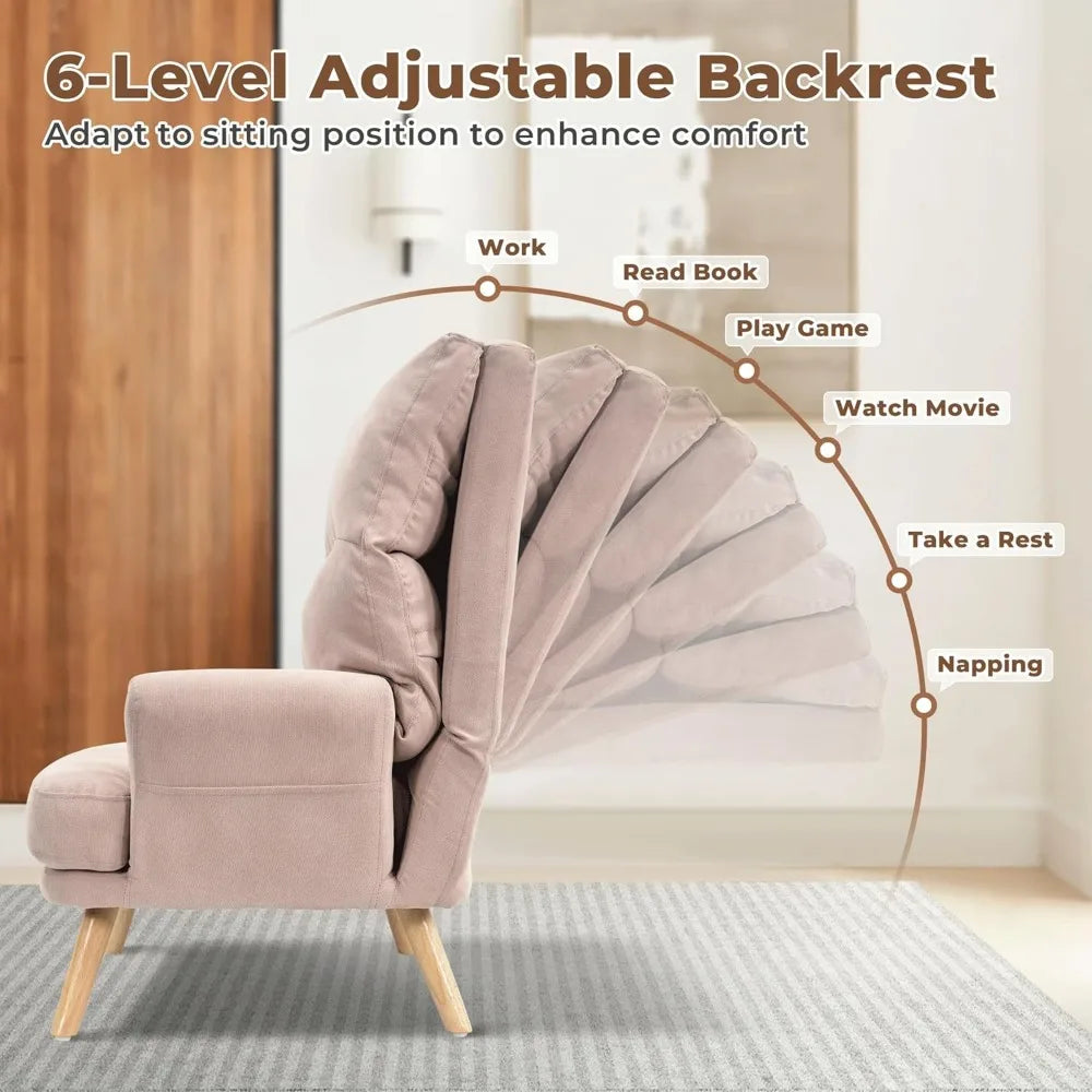 Accent Reading Chair with Footrest and Side Pocket