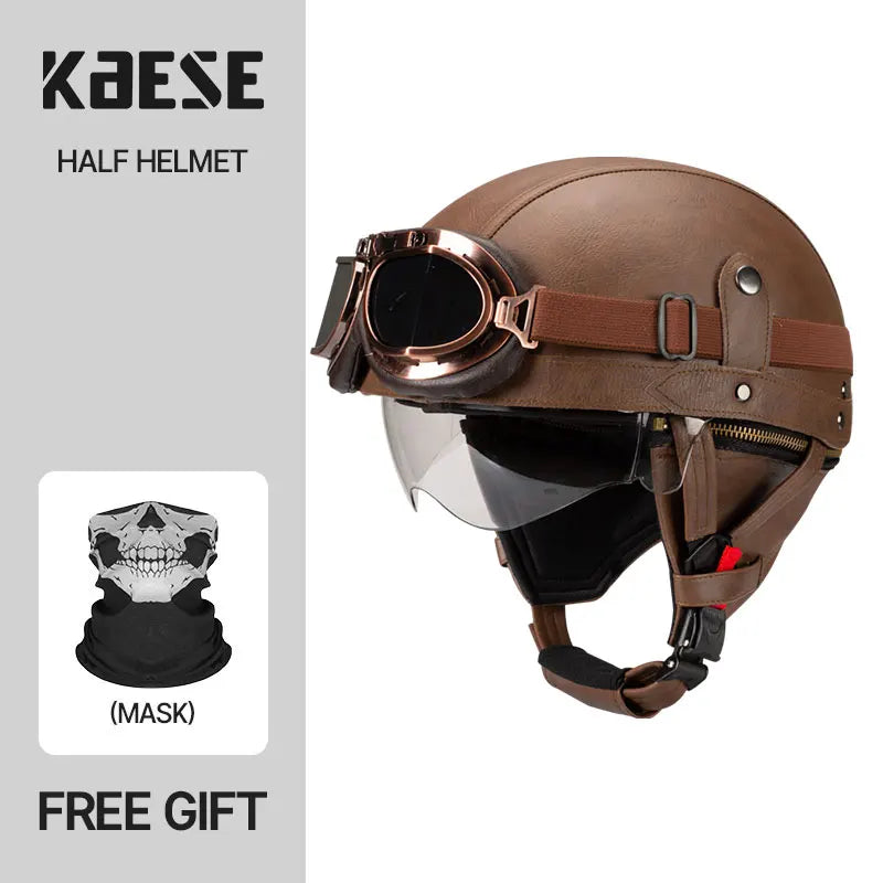 Vintage Half Face Motorcycle Helmet Unisex