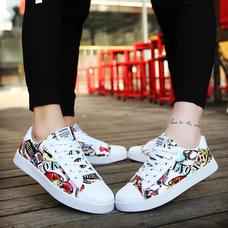 Fashion Graffiti Sneakers Mens Hip Hop Skateboarding Shoes