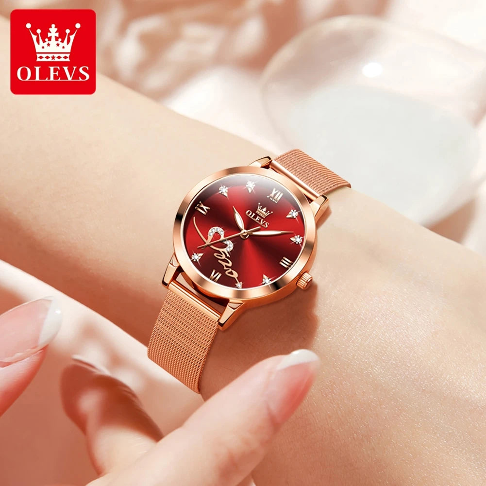 Red Love Elegant Stainless Steel Mesh Band