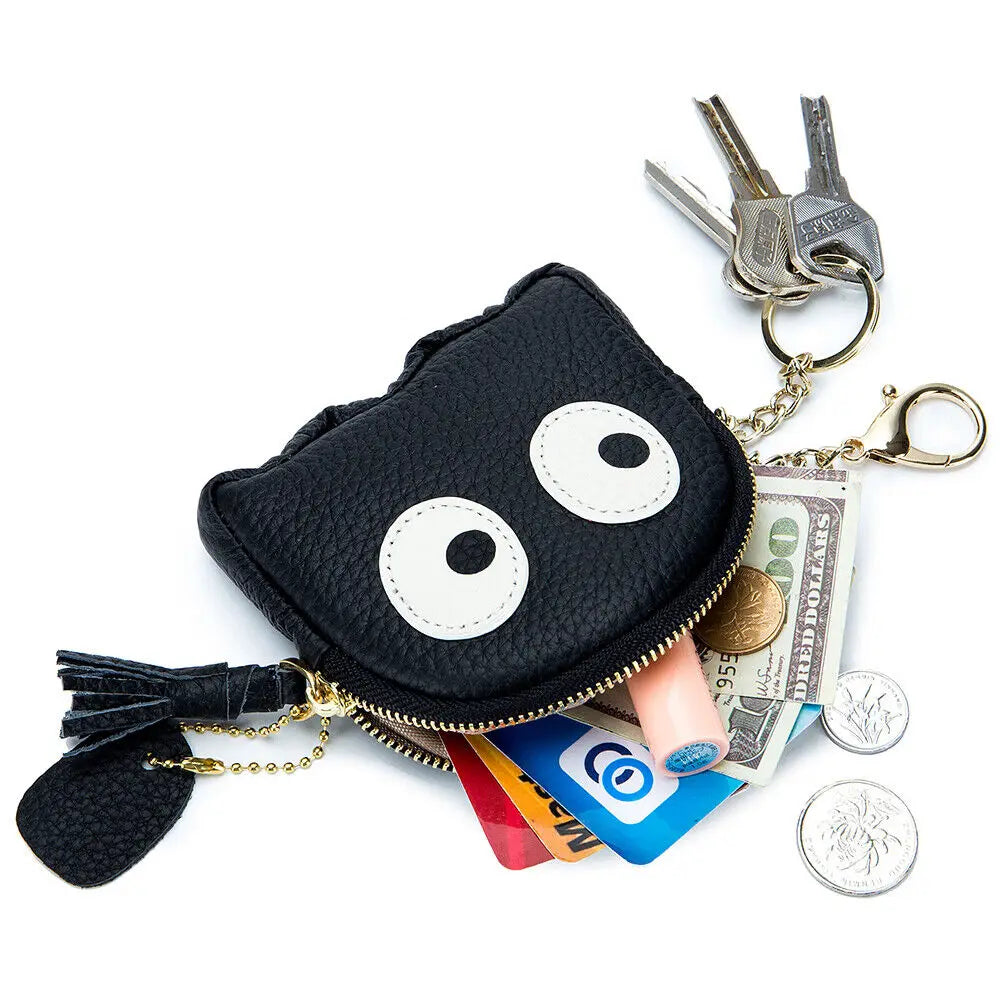 Cute Cartoon Genuine Leather Mini Coin Purse with Keychain