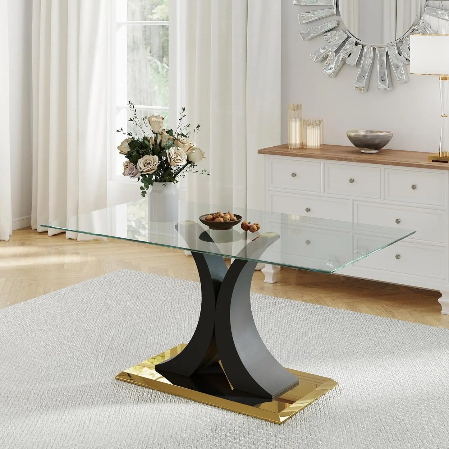 Modern Luxury Glass Dining Table For 4-6