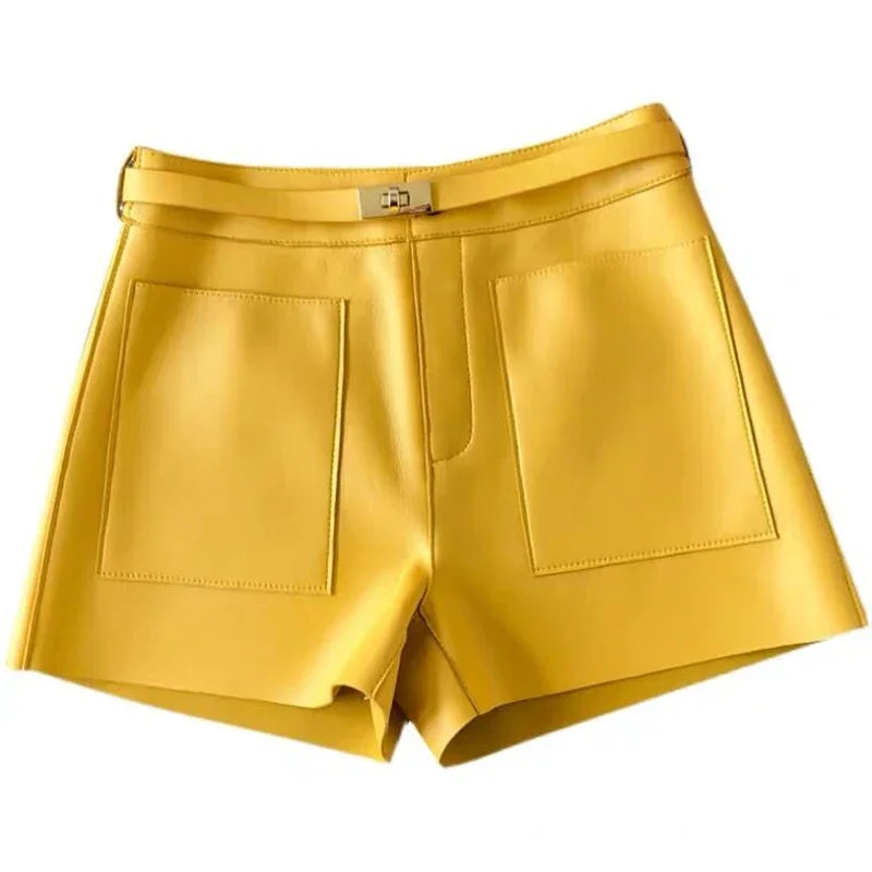 Real Sheepskin Leather Shorts