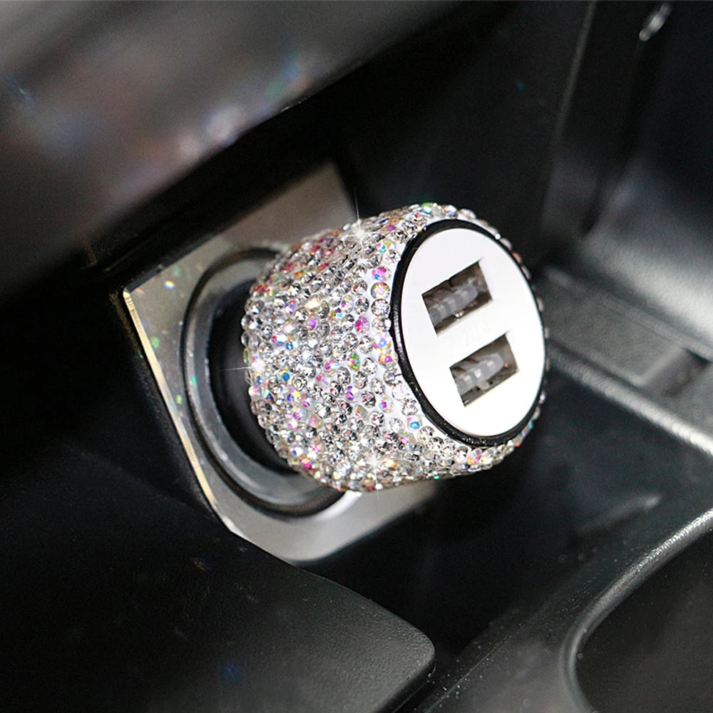 Bling Dual Port Fast Adapter Pink Diamond Accessories for Women