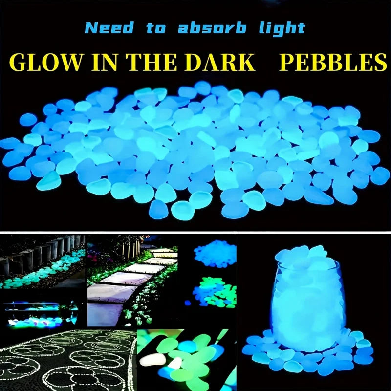 Glow-in-the-Dark 1000-2000pc Colorful Glowing Stones Garden Landscape