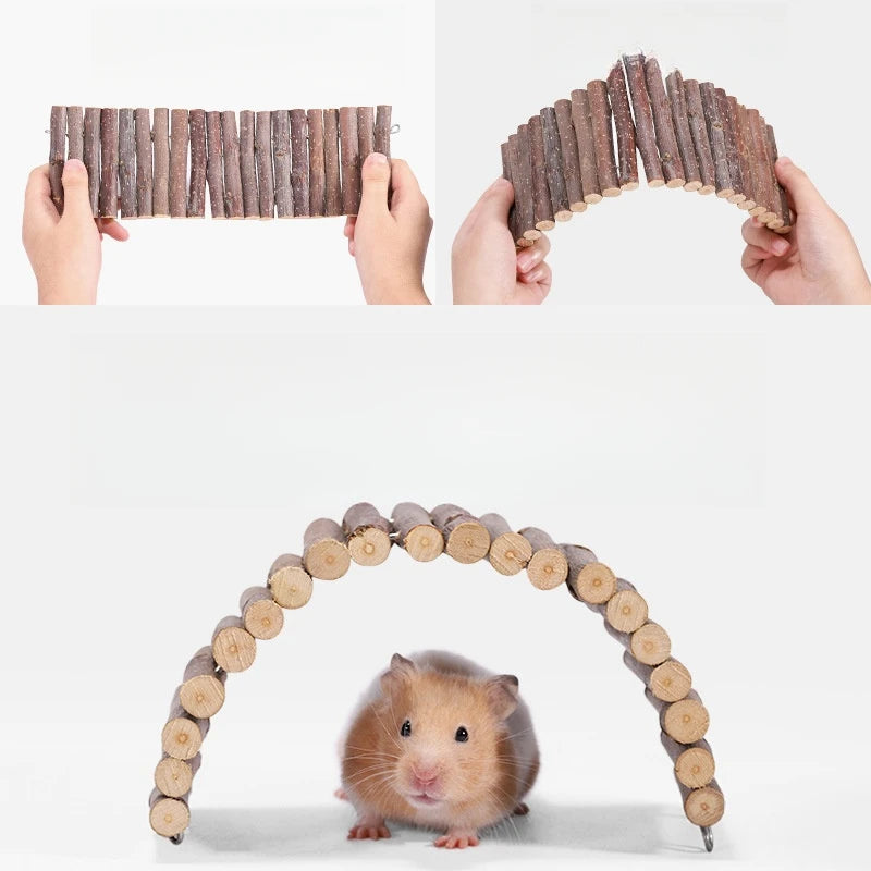 Apple Branch Wood Bendable Climbing Ladder Cage Decoration