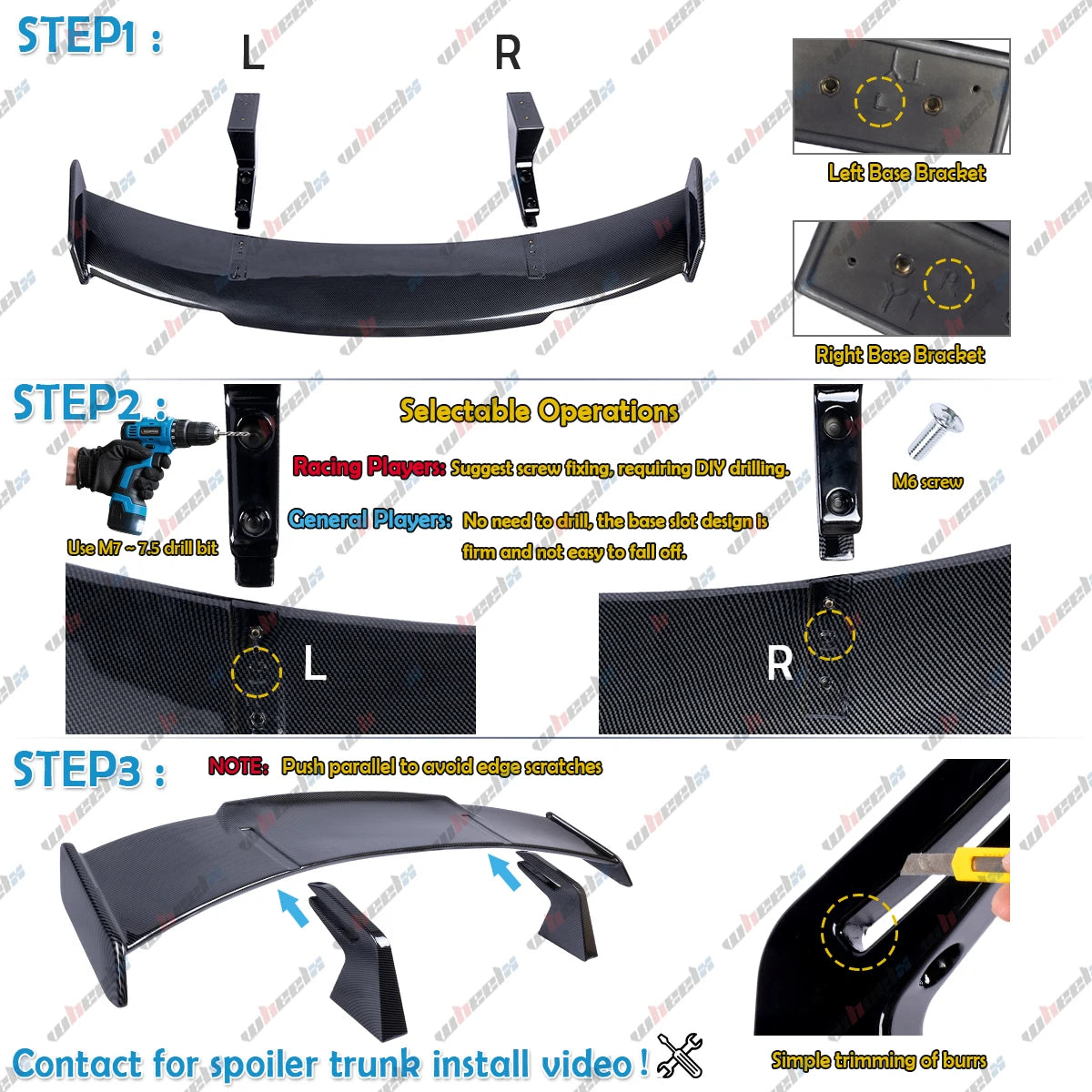Universal 58 Inch ABS GT Style Trunk Spoiler