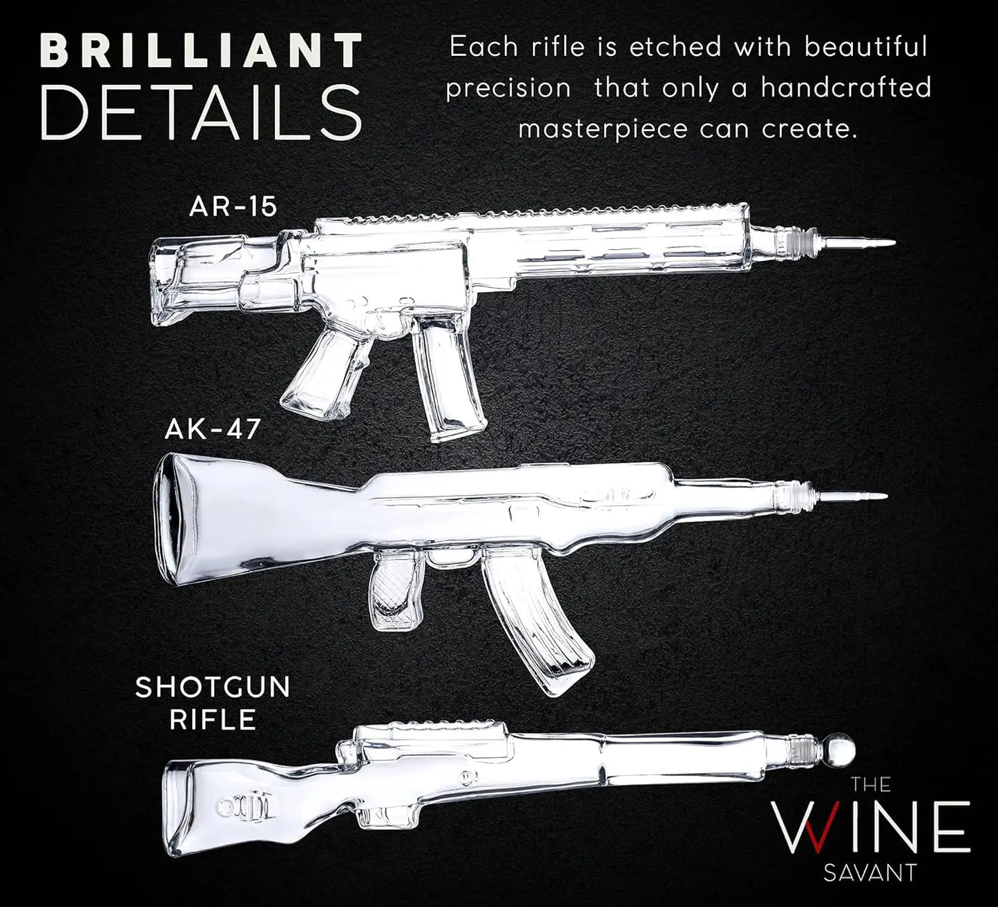 3 Rifle Whiskey Decanters Set