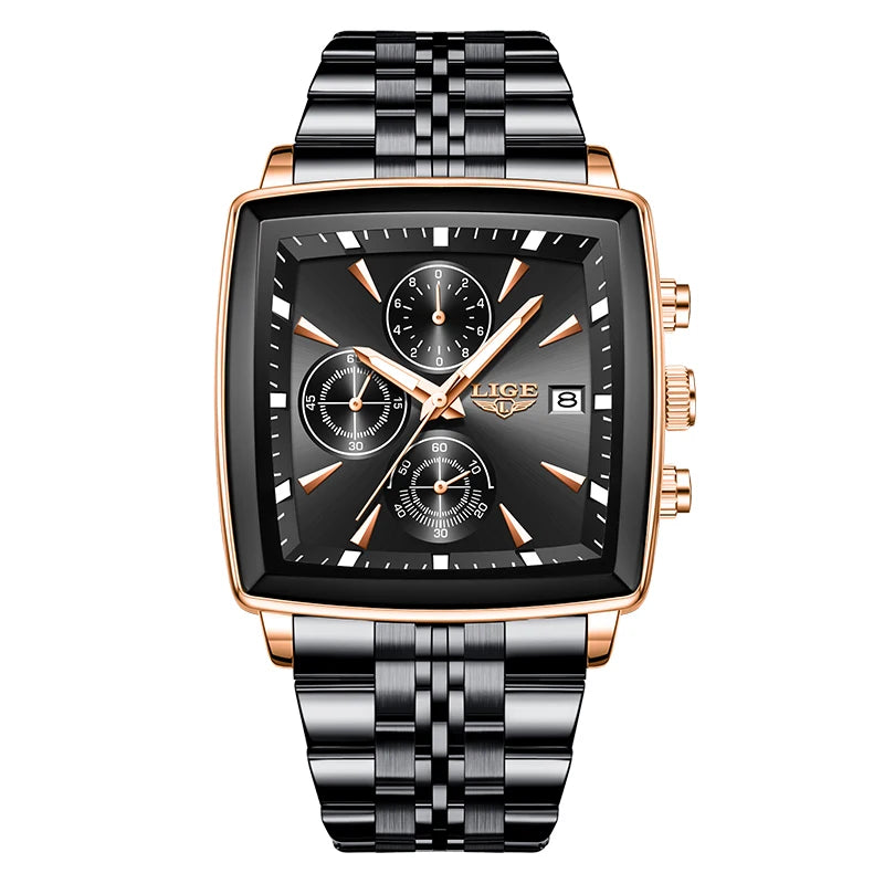 Square Chronograph Quartz Wristwatch Waterproof
