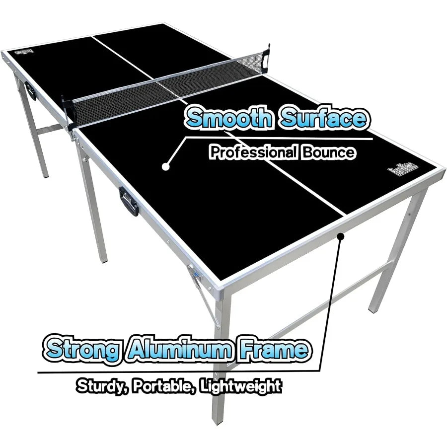 Mid-Size Portable Ping Pong Table with Optional LED Lights