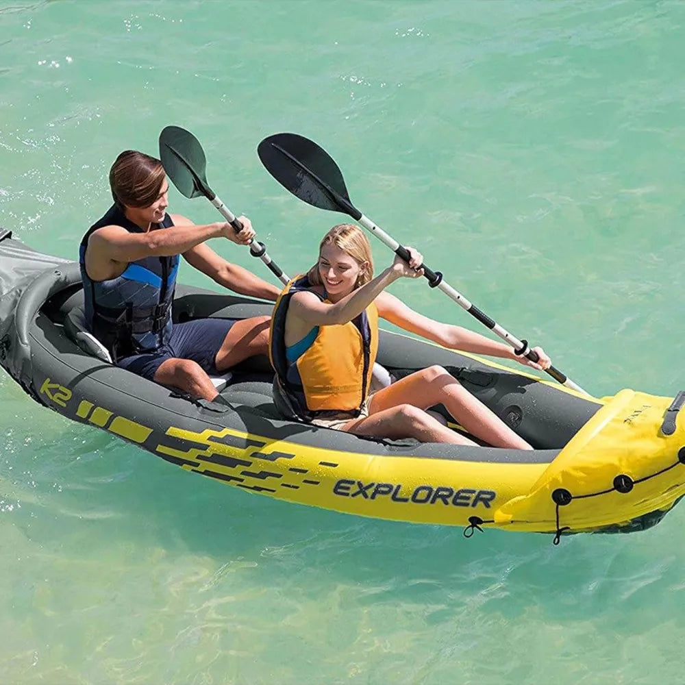 K2 Inflatable Kayak Set: Includes 86in Aluminum Oars and High-Output Pump