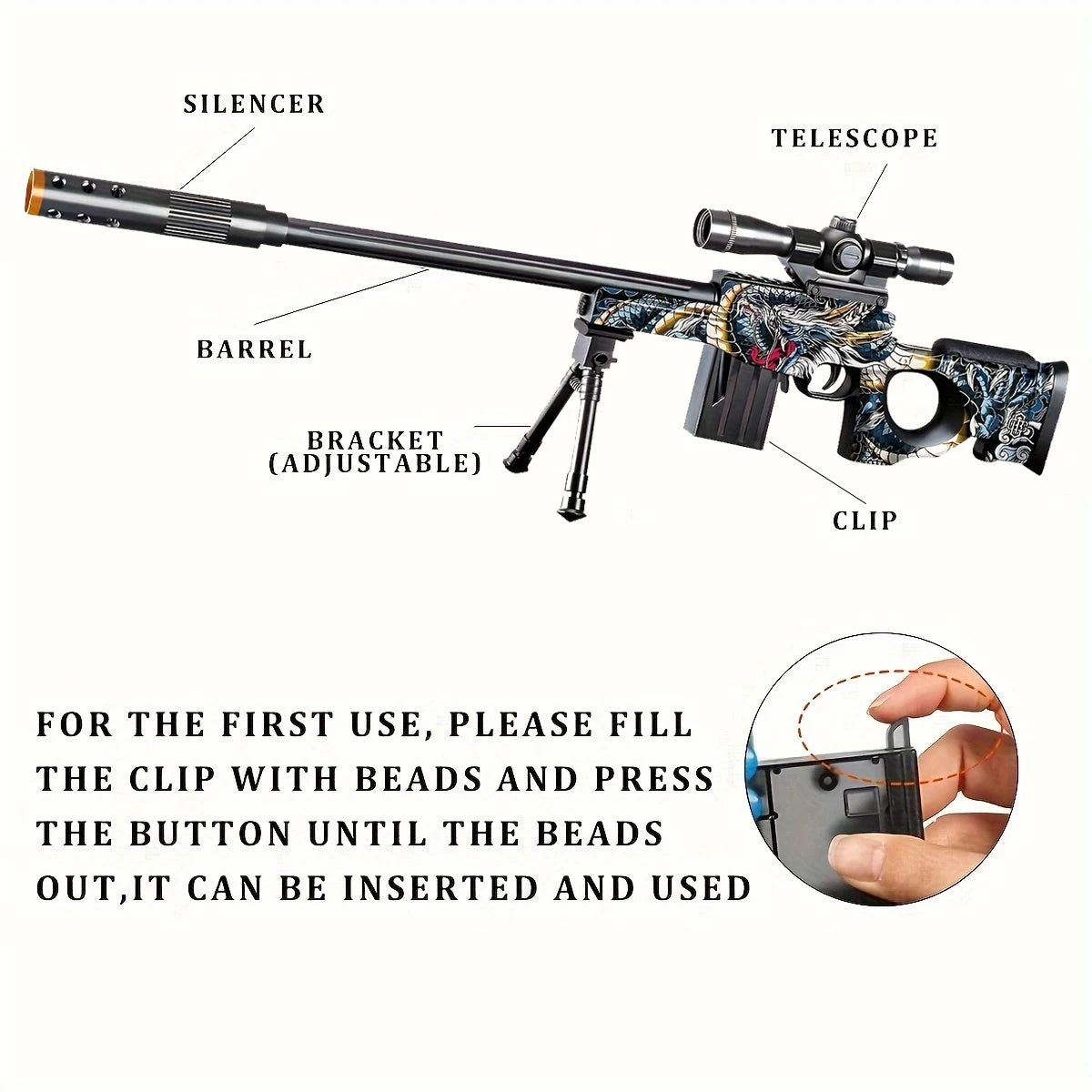 Mini SVD Sniper Gun, Shooting Toy Gel Ball Blaster