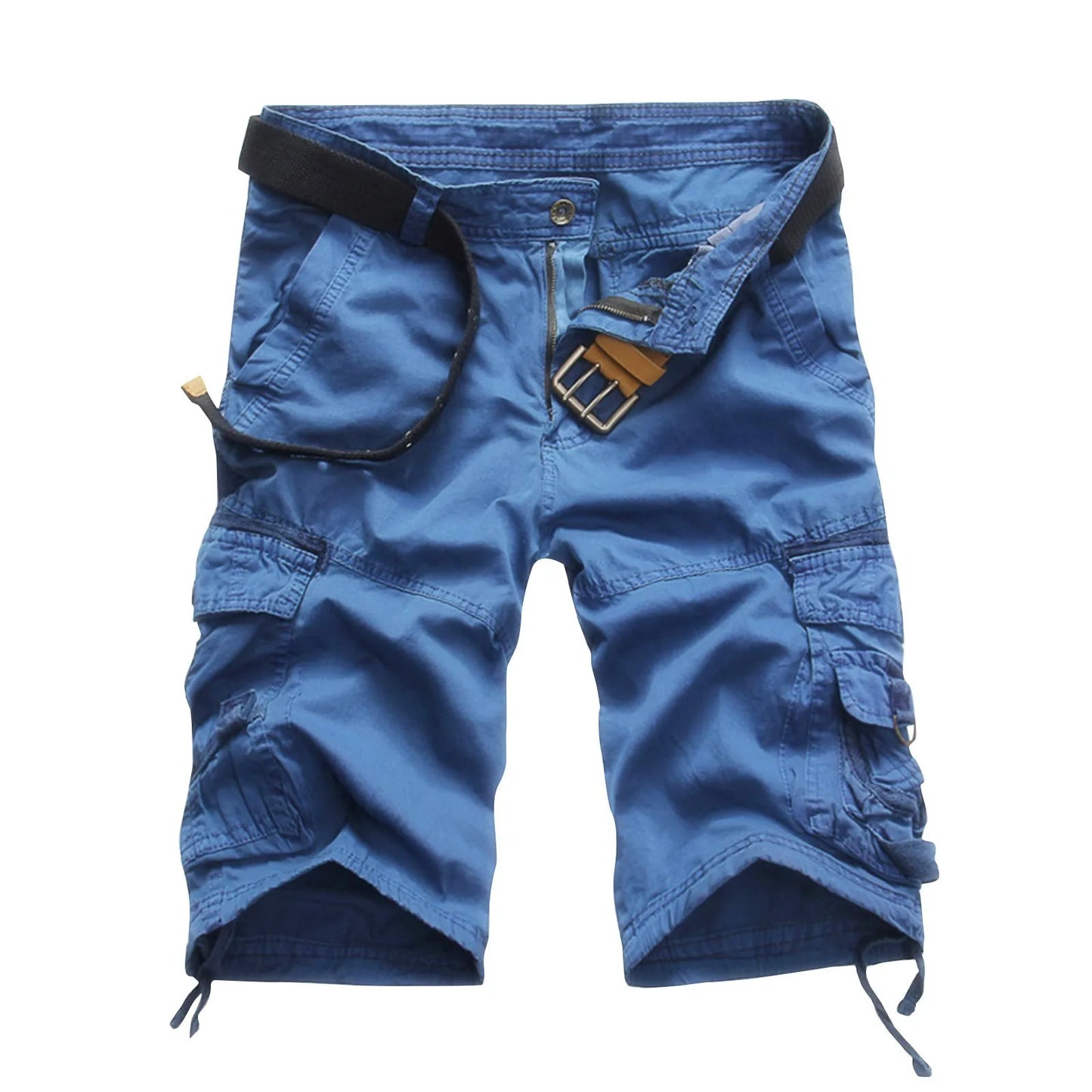 Men's Multi-Pocket Solid Color Casual Cargo Shorts