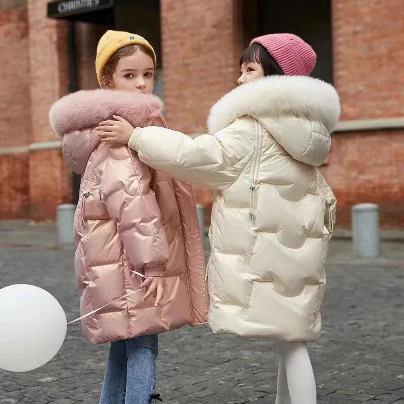 Girls Thicken Warm Jacket Glossy Casual Outerwear