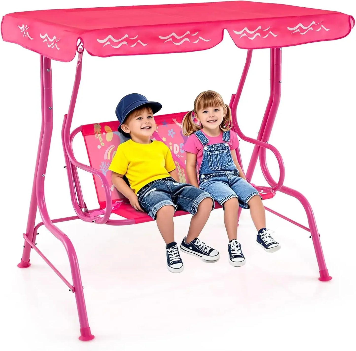 Kids 2-Seater Outdoor Porch Swing All Weather Resistant Waterproof