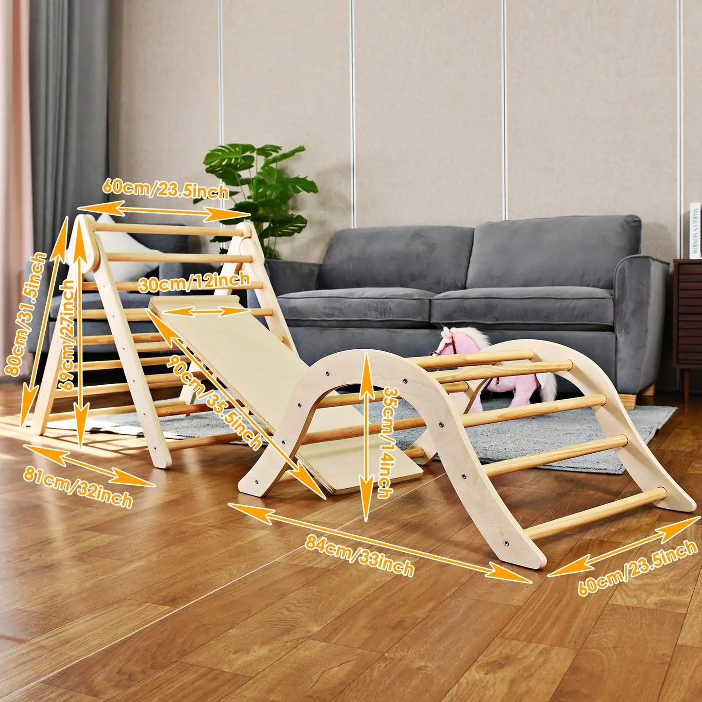 5 in 1 Wooden Montessori Climbing Set with Arch/Ladder/Ramp