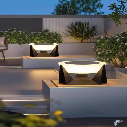 LED Cylindrical Solar Column Lamps Waterproof