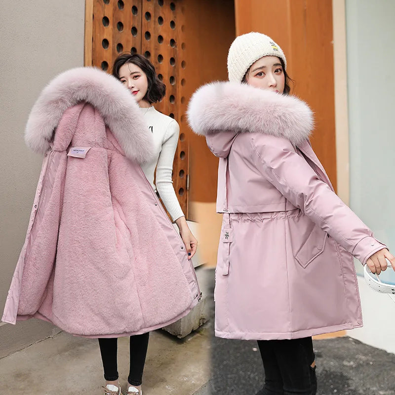 Fashion Long Coat Wool Liner Hooded Parka