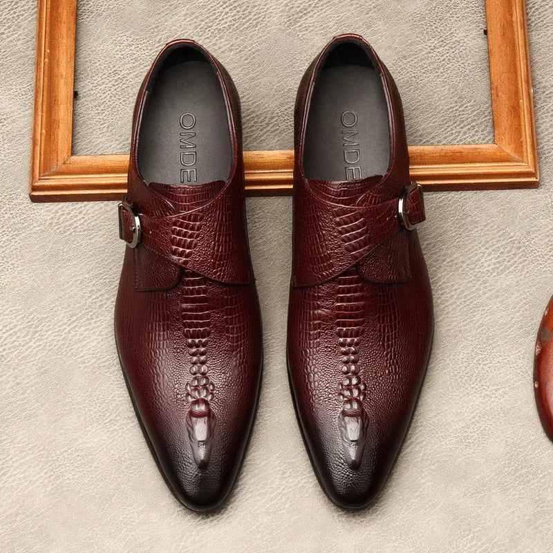 Handmade Genuine Leather Crocodile Pattern Loafers