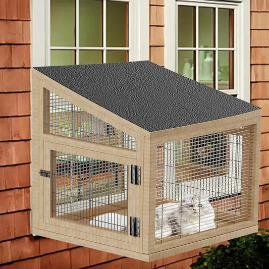 Weatherproof Wooden Window Cat House
