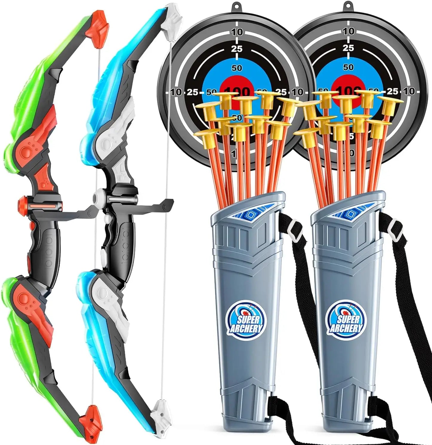 LED Light Up Archery Set for Kids with 10 Suction Cup Arrows