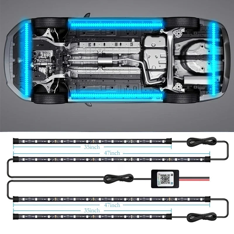 LED Car Underbody Neon Light Flexible Strip Underglow Remote APP Control RGB Dream Color Auto Decorative Ambient Atmosphere Lamp