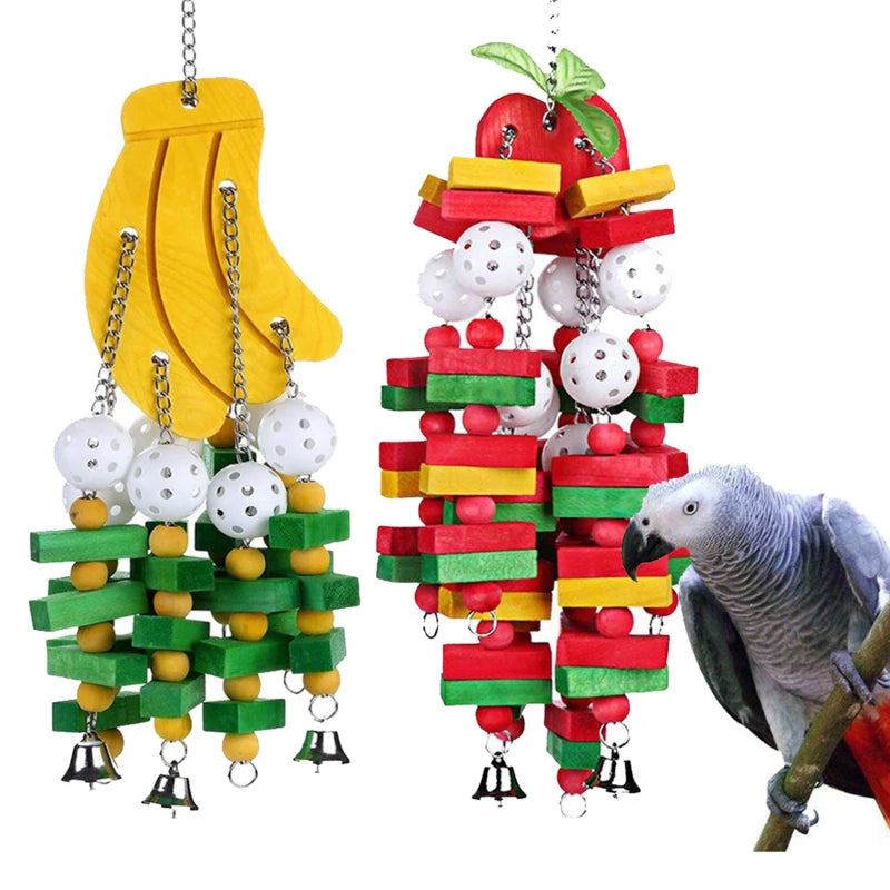 Pet Bird Chewing Toy Colorful Wooden Blocks
