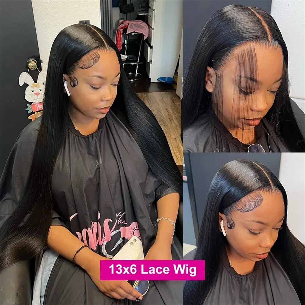 Bone Straight 100% Human Hair 13x6 360 lace Frontal 30 32 36Inch Wig