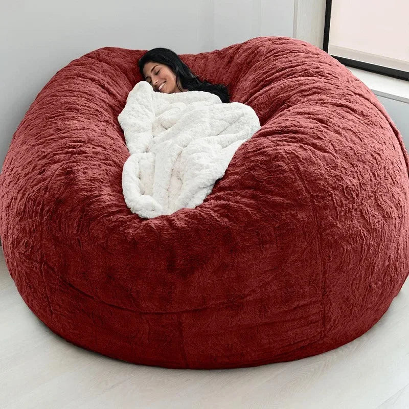 Plush Lazy Boy Faux Fur Bean Bag Sofa