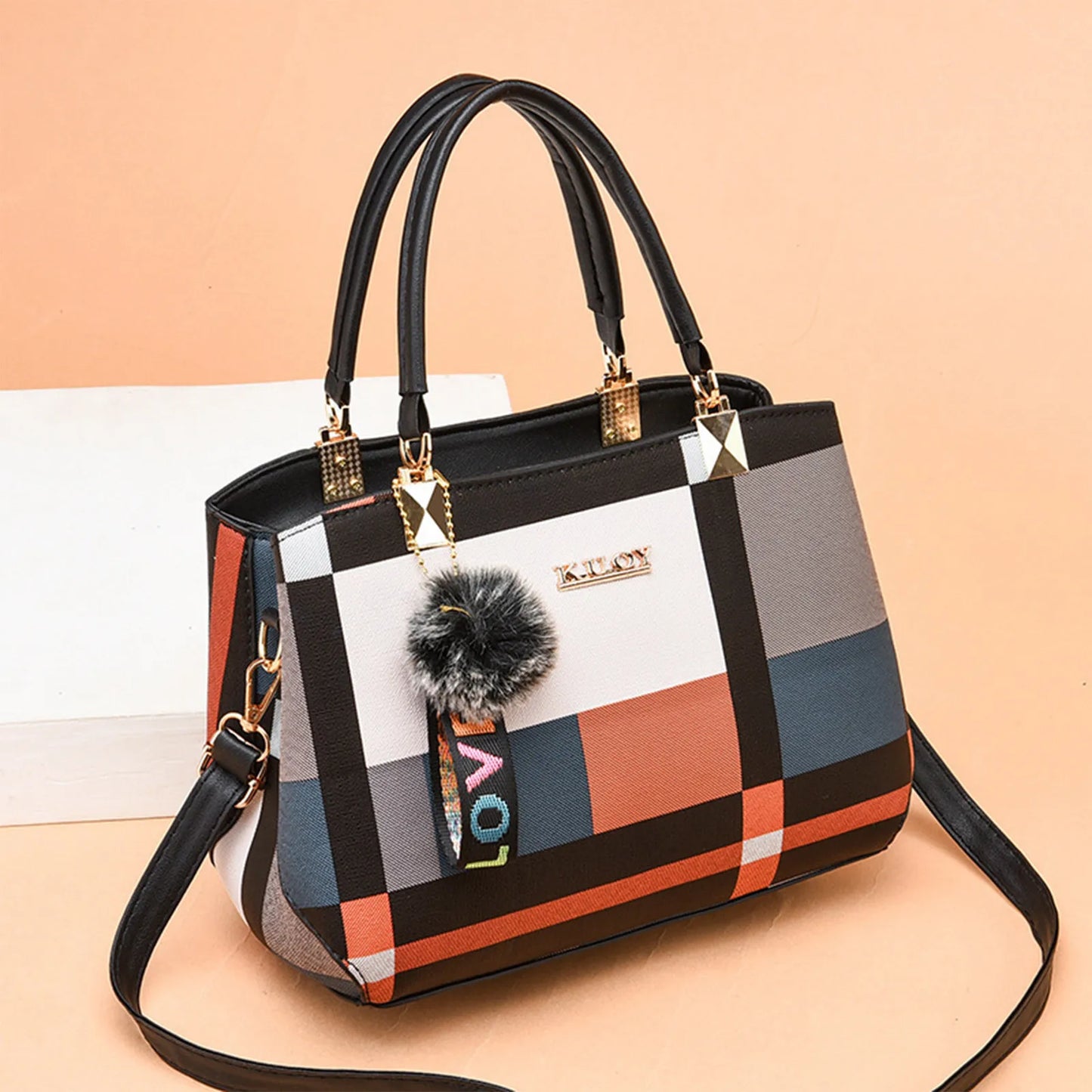 Plaid Pattern Shoulder Tote