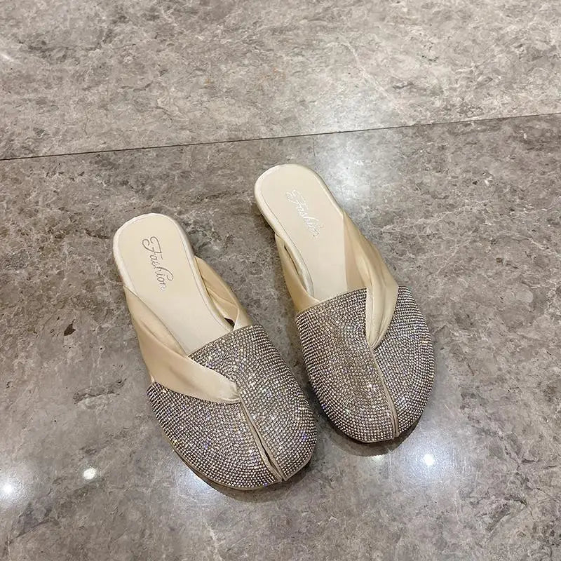 Rhinestone Slippers Flat Slides