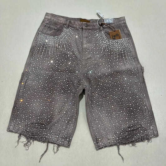 Vintage Sequined Denim Loose Casual Shorts