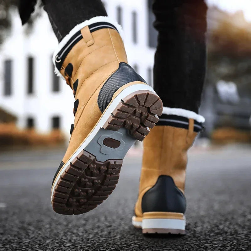 Warm Fur High-top Snow Boot Waterproof Leather Non-slip