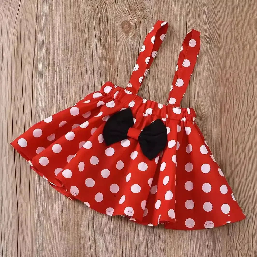 Minnie Mouse Polka Dot Sundress Bow Headband Skirt Set