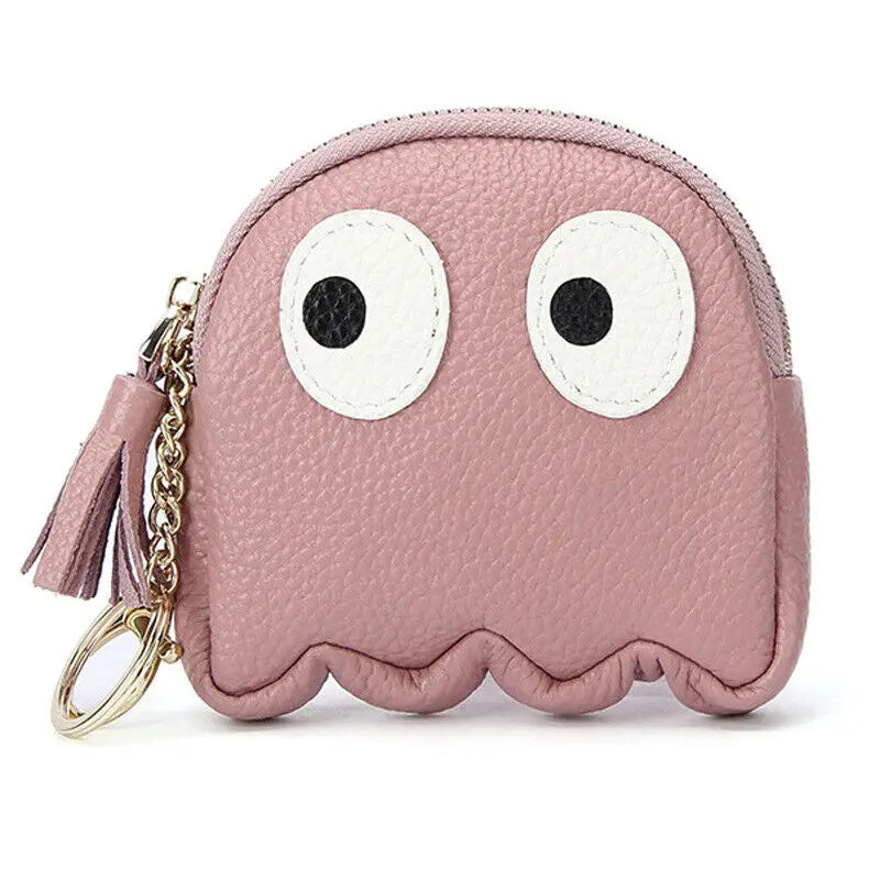 Cute Cartoon Genuine Leather Mini Coin Purse with Keychain