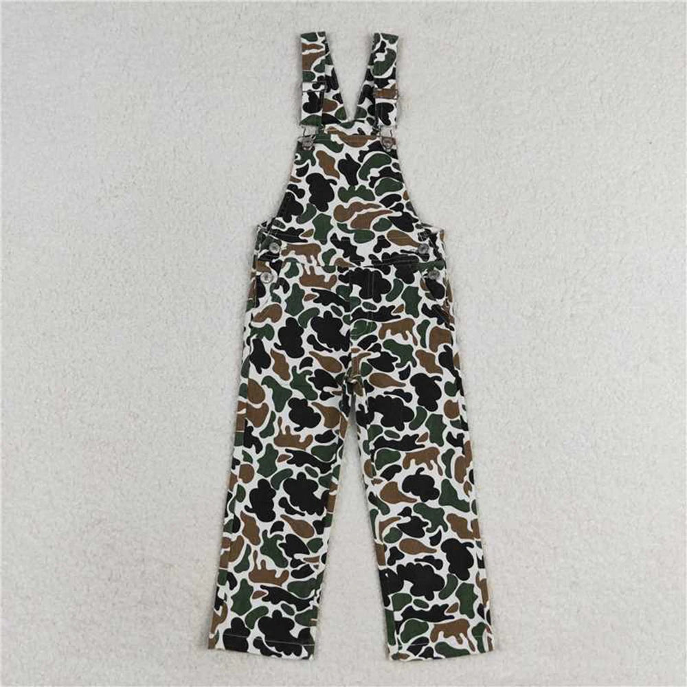 Brown Camo Denim Strap Jumpsuit