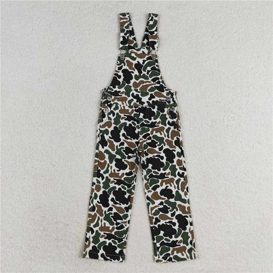 Brown Camo Denim Strap Jumpsuit