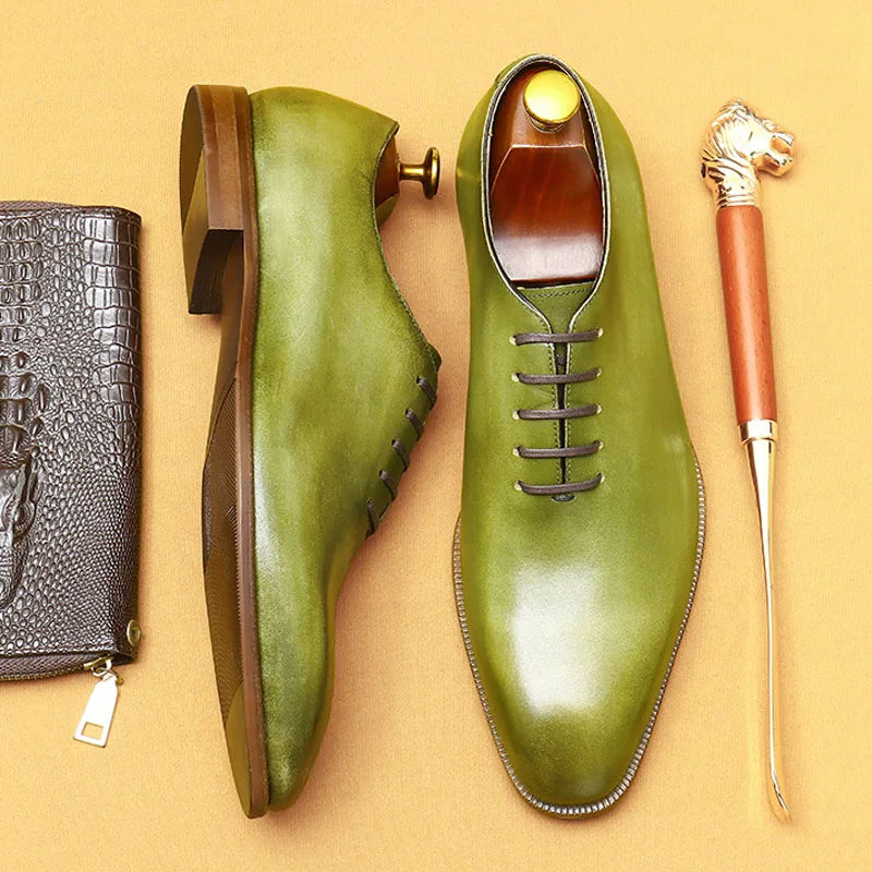 Genuine Leather Handmade Classic Whole Cut Oxfords Dress Shoes